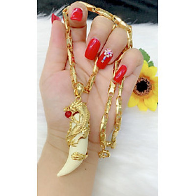 Dây chuyền nam mặt rồng ngậm ngọc mạ vàng 24K EKPM134