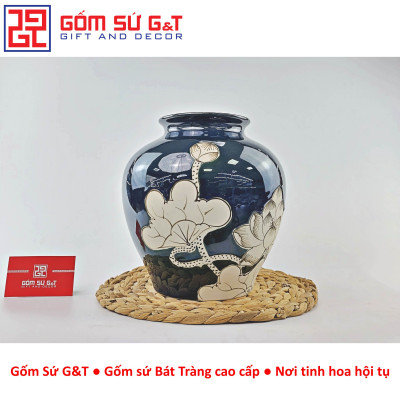 Lọ hoa men hỏa biến dáng vò vẽ sen Gốm Sứ G&T