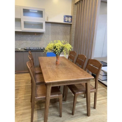 Hàng HOT GIÁ SỈ bộ bàn ghế ăn chân chéo gia đình gỗ sồi nga