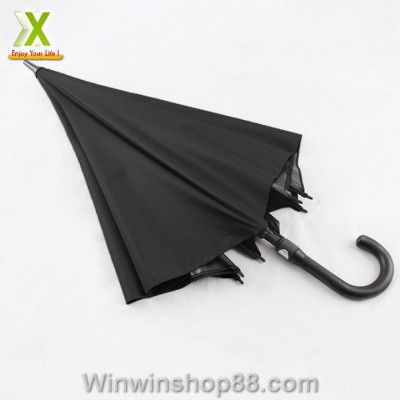 Ô dù che mưa cán cong có nút bấm tự động màu đen - Winz.vn