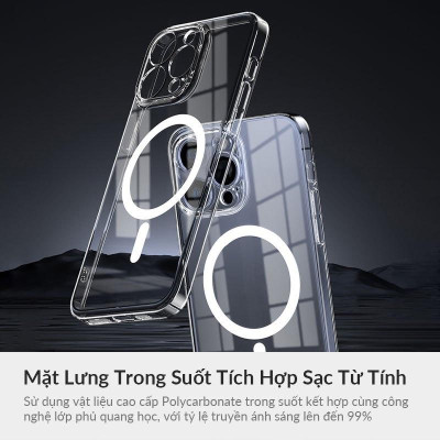 Ốp lưng trong suốt sạc từ tính bảo vệ camera cho iPhone 15 Pro Max / 15 Pro / 14 Pro Max / 13 Pro Max hiệu Memumi Glitter Magnetic - Siêu Mỏng 0.3mm, Tích Hợp Sạc Không Dây Từ Tích Magnetic, Lực Hút Mạnh, Chắc Chắn - Hàng nhập khẩu
