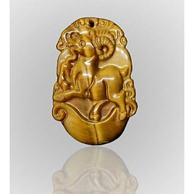 Mặt Dây Chuyền 12 con giáp Tuổi Mùi Mắt Hổ Vàng đá tự nhiên