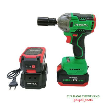 Combo Máy siết bu lông 21V động cơ không chổi than PHIPOL TOOLS PH3032 Kèm 2 pin và sạc - Hàng Chính Hãng