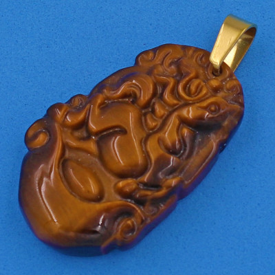 Mặt dây chuyền tuổi Ngọ đá mắt hổ 3.6cm - Mặt size nhỏ - linh vật tuổi Ngọ