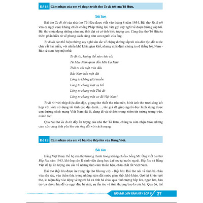 Sách - 100 Bài Làm Văn Hay Lớp 8 - Biên soạn theo chương trình GDPT mới - ndbooks