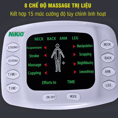 Máy Massage Xung Điện Nikio NK-105 - Máy Mát Xa 4 Miếng Dán + Dép Matxa Bàn Chân - 8 Chế Độ và 15 Cấp Độ Tùy Chỉnh, Giảm Đau Nhức Toàn Thân, Cải Thiện Tê Bì Chân
