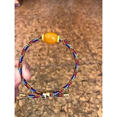 CHIẾC VÒNG TAY NỮ MỆNH KIM THỔ THỦY CHẤT LIỆU ĐÁ MÃ NÃO VÀNG DÂY MÀU ĐẸP FREE SIZE NỮ ĐEO ĐƯỢC HẾT Ạ