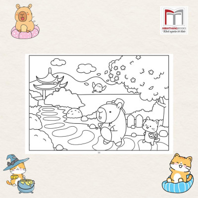 Sách Tô Màu - Bốn Mùa Của Capybara, Chuyện Của Mèo Cam Và Hamster, Thị Trấn Nhỏ Hạnh Phúc, Tết Và Lễ Hội - Combo 4 Cuốn - Minh Thắng