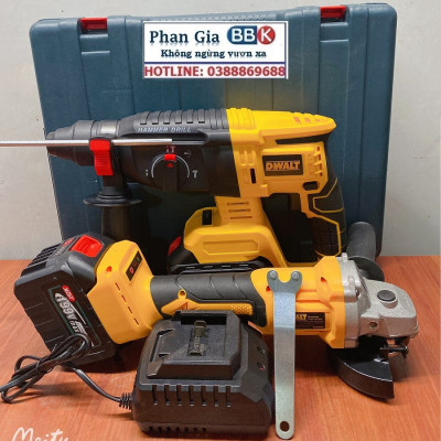 Bộ Combo Máy Khoan Bê Tông Và Máy Cắt Cầm Tay Dùng Pin 15 Cell 199V Lõi Đồng - Động Cơ Không Chổi Than - Bảo Hành 1 Năm
