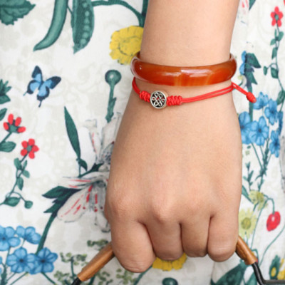 Vòng Kết Dây Đỏ Charm Bạc Kết Đồng Tâm Ngọc Quý Gemstones GA157