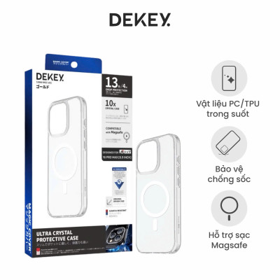 Ốp Lưng Sạc Từ Tính DEKEY Magic Cover Crystal Case cho Iphone 16 Pro max/ 16 Pro/ 16 Plus Ốp Dẻo Trong Suốt Bảo Vệ Máy_ Hàng Chính Hãng Japan