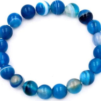 Vòng tay Thạch Anh Xanh Biển Sọc size 8 ly 21 hạt - hợp mệnh Mộc, mệnh Thủy