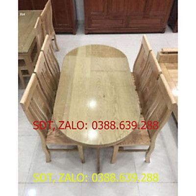 Bộ Bàn Ăn Oval Gỗ Sồi 6 Ghế Màu Tự Nhiên Bàn ăn giá rẻ bộ bàn ăn