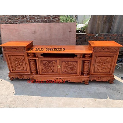 Kệ tivi Kệ tv gỗ gõ đỏ kệ cột nho 2.4m