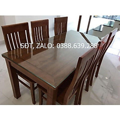 Bộ Bàn Ăn Gỗ Sồi 6 Ghế Màu Cánh Dán Giá Rẻ