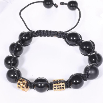 Vòng tay đá obsidian mix charm màu vàng gắn đá đen 10mm mệnh thủy, mộc - Ngọc Quý Gemstones