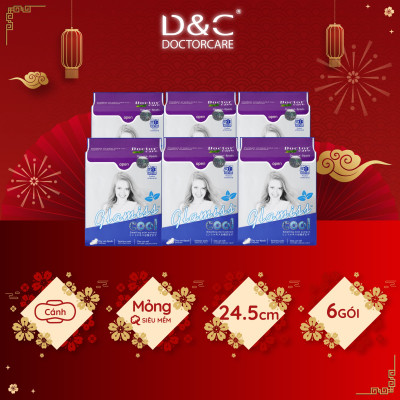 Combo 6 Băng vệ sinh thảo dược Glamiss Cool BVS ban ngày 24cm siêu khô thoáng cả ngày dài