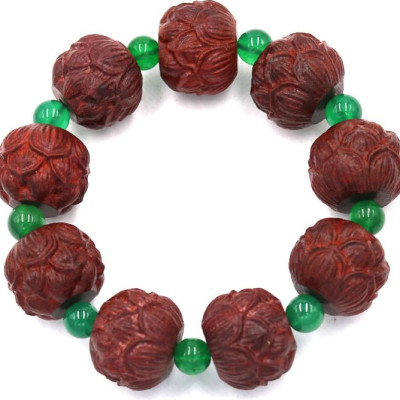 Vòng tay chuỗi hạt hoa sen gỗ trắc đỏ HSDCT40
