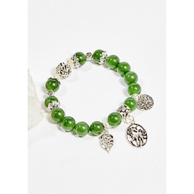 Vòng tay phong thủy đá ngọc bích charm ngựa 10mm mệnh hỏa , mộc - Ngọc Quý Gemstones