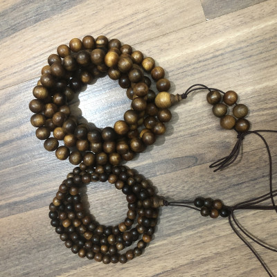 Chuỗi vòng tay/vòng cổ 2 in 1 108 hạt gỗ Bách Xanh chìm nước (BH626) Mang lại May Mắn cho người sở hữu - Bracelet of HAHANCO