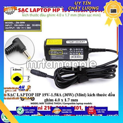 SẠC cho HP 19V-1.58A (30W) (Mini) kích thước đầu ghim 4.0 x 1.7 mm - Hàng Nhập Khẩu New Seal