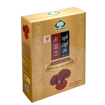 Nấm Xích Linh Chi Nhật thượng hạng - Nguyên Tai - Hộp 500g - Linh Chi Vina 