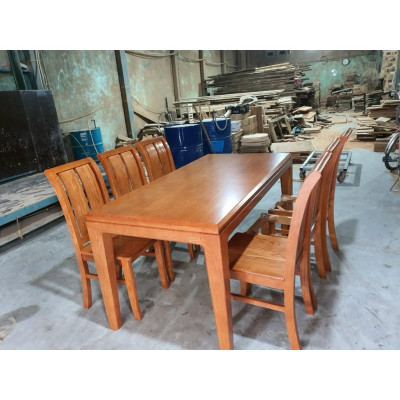 Bộ bàn ăn 1m6x80cm gỗ Sồi Nga