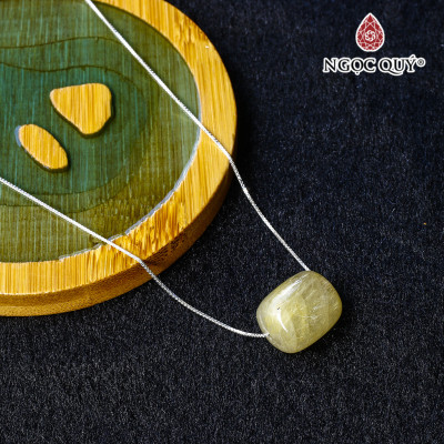 Dây chuyền bạc lu thống thạch anh tóc vàng 9x11mm mệnh thủy, kim - Ngọc Quý Gemstones