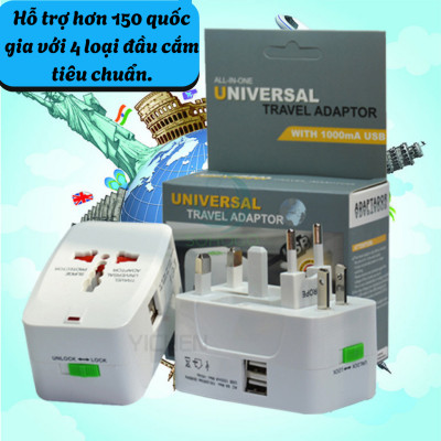 Bộ Chuyển Đổi Điện Du Lịch Đa Năng Quốc Tế- Ổ Cắm Chuyển Đổi Đa Chuẩn Cắm Toàn Cầu- Adapter Du Lịch 4 Trong 1 – Có Bảo Vệ Quá Áp- Travel Universal Adapter with Surge Protector- Ổ Cắm Quốc Tế Đa Năng – Tương Thích 150+ Quốc Gia