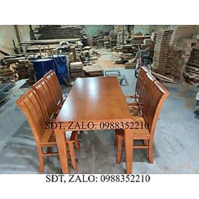 Bộ bàn ăn 1m6x80cm gỗ Sồi Nga