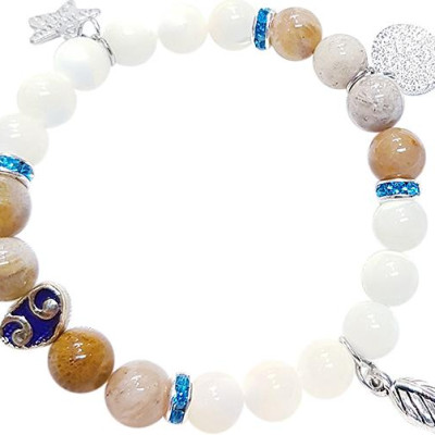 Vòng Tay Mệnh Kim, Thủy Đá San Hô Và Vỏ Ốc Hóa Thạch, Ngôi Sao Laliz CM.07