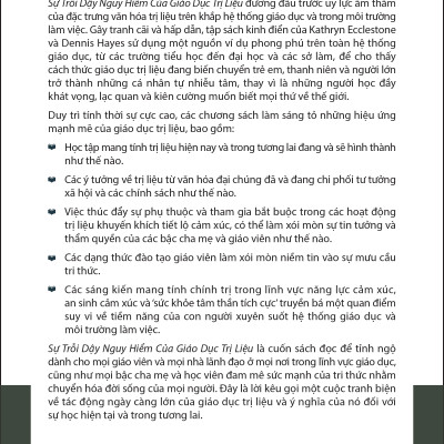 SỰ TRỖI DẬY NGUY HIỂM CỦA GIÁO DỤC TRỊ LIỆU (The Dangerous Rise of Therapeutic Education) - Loạt Ấn bản Kinh điển về Giáo dục của Routledge - Kathryn Ecclestone và Dennis Hayes (bìa mềm)