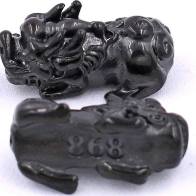 Vòng đeo tay Thạch Anh Tóc Vàng Size 8 ly - Vòng tay Tỳ Hưu Đôi inox đen VTATVTHHEV8 - hợp mệnh Kim, mệnh Thổ