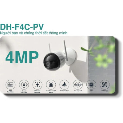 Camera Wifi DAHUA DH-F4C-PV 4M Chống Nước, Có Màu Ban Đêm, Đàm Thoại Hai Chiều và Có Cảnh Báo Chuyển Động - Hàng chính hãng