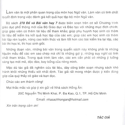 270 Đề Và Bài Văn Hay 7 (Dùng Chung Cho Các Bộ SGK Hiện Hành) _HA