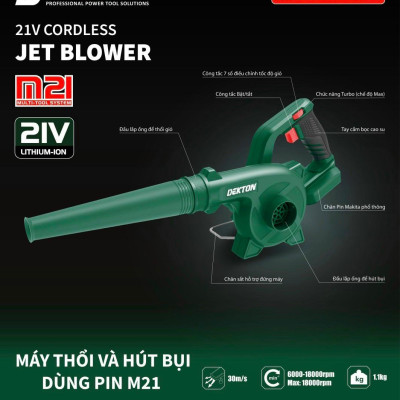 MÁY THỔI BỤI DÙNG PIN 18V-21V DEKTON M21-TB01 - HÀNG CHÍNH HÃNG