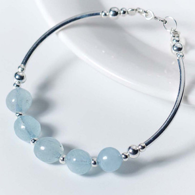 Vòng tay đá Aquamarine mệnh thủy, mộc - Ngọc Quý Gemstones