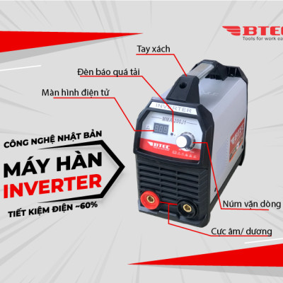 MÁY HÀN QUE ĐIỆN TỬ INVENTER BTEC MMA-200J1 (CHUYÊN KÉO QUE 3.2) 