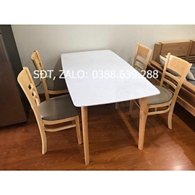 Bộ bàn ăn cabin mặt đá màu tự nhiên 1m4 + 4 ghế cabin  Thương hiệu Nội Thất Bình Long 