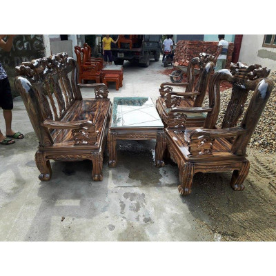 BỘ BÀN GHẾ GỖ TRÀM TAY 10 PHUN VÂN 6 MÓN KIỂM HÀNG TRƯỚC KHI THANH TOÁN