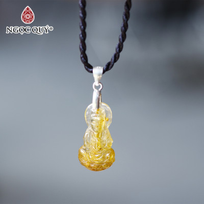 Mặt dây chuyền phật bà thạch anh tóc vàng 24x12.5mm mệnh thủy,kim - Ngọc Quý Gemstones