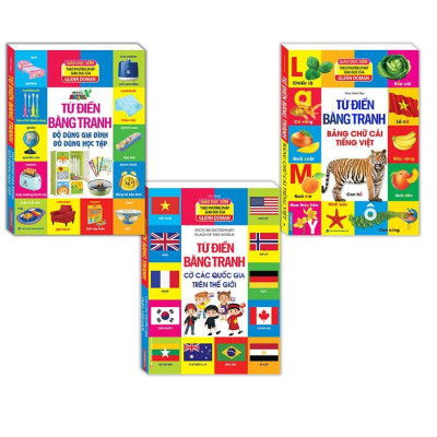 Sách - Từ Điển Bằng Tranh - Bảng Chữ Cái Tiếng Việt + Đồ Dùng Gia Đình + Cờ Các Quốc Gia - Combo 3 Cuốn - Minh Thắng