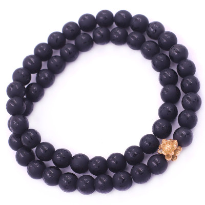 [Mệnh Thủy, Mộc] Vòng Chuỗi Niệm Phật Đá Thạch Anh Đen Chữ Mờ 12 Ly 54 Hạt Charm Hoa Sen Inox, Vòng Chuỗi Phật Giáo, Chuỗi Niệm Phật Hạt To - Phong Thủy 868