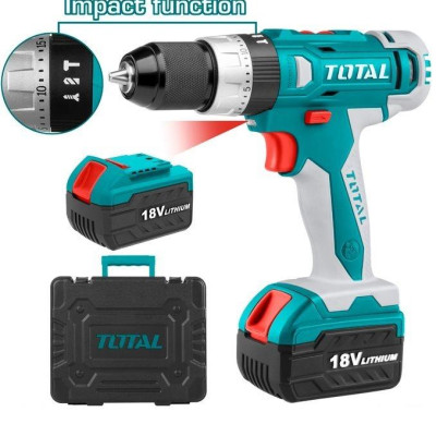 MÁY KHOAN BÚA DÙNG PIN 18V (0.8-10MM) (KÈM THEO 2 PIN) TOTAL TIDLI228180 - HÀNG CHÍNH HÃNG