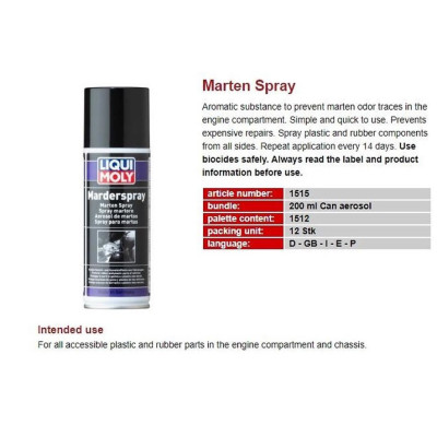 CHAI XỊT CHỐNG CHUỘT - ĐUỔI CHUỘT CHO XE Ô TÔ - XE MÁY LIQUI MOLY MARDER SPRAY 1515 - 200ML Made in Germany