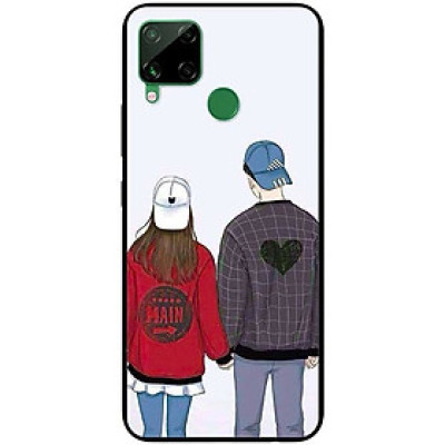 Ốp lưng dành cho Realme C15 mẫu Cặp Đôi Mũ Trắng Xanh