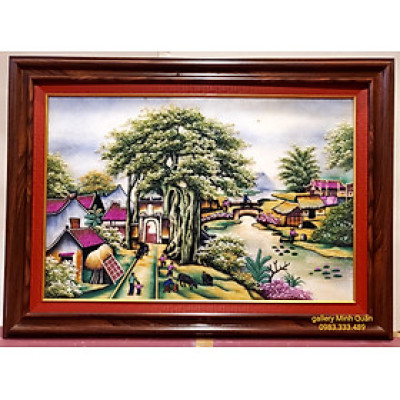 Tranh đá tự nhiên - Làng Quê Bắc Bộ
