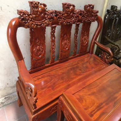 Bộ bàn ghế Tam Sư Nghê Ba Đầu gỗ Xà Cừ