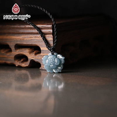 Mặt dây chuyền hoa Sen lam ngọc mệnh thủy mộc - Ngọc Quý Gemstones