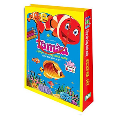 Sách - Túi Tô Màu 6 Quyển Động Vật Dưới Nước - Song Ngữ Anh Việt - Minh Thắng